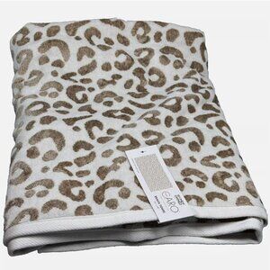 CARO Gold Leopard Print Beach Towel Oversized Luxury Spa Soft Cotton Viscose NEW